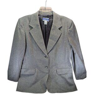 VTG Classic Women's PENDLETON Grey 100% Virgin Wool Blazer Size 10 Made In USA